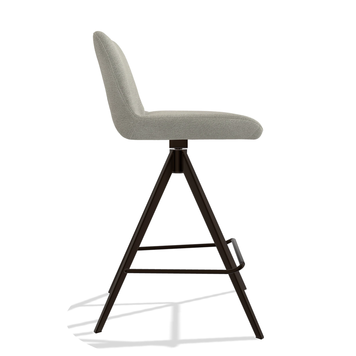 Bar Stool Universal 6460 in Stella 01 fabric (greige), espresso legs, side view