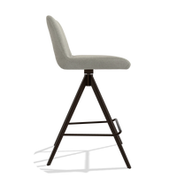 Bar Stool Universal 6460 in Stella 01 fabric (greige), espresso legs, side view