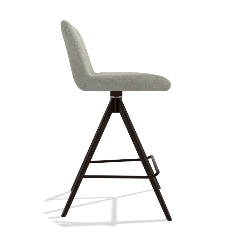 Bar Stool Universal 6460 in Stella 01 fabric (greige), espresso legs, side view