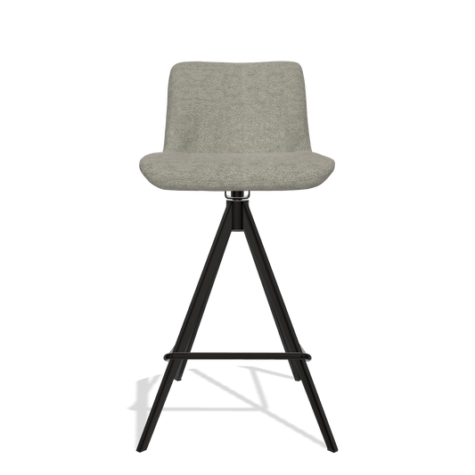 Sgabello da bar Universal 6460 in tessuto Stella 10 (tortora), gambe in nero, vista frontale