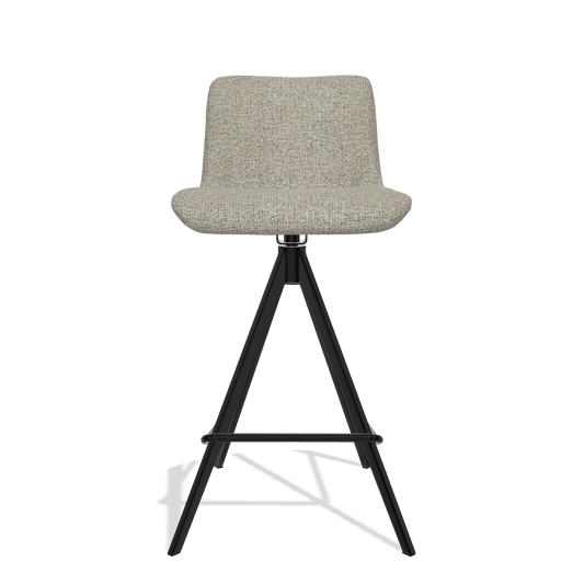 Sgabello da bar Universal 6460 in tessuto Taurus 05 (verde salvia), gambe in nero, vista frontale