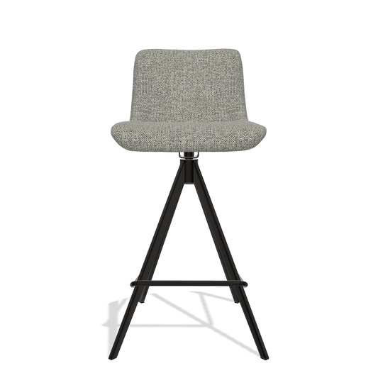 Sgabello da bar Universal 6460 in tessuto Taurus 65 (tortora), gambe in nero, vista frontale