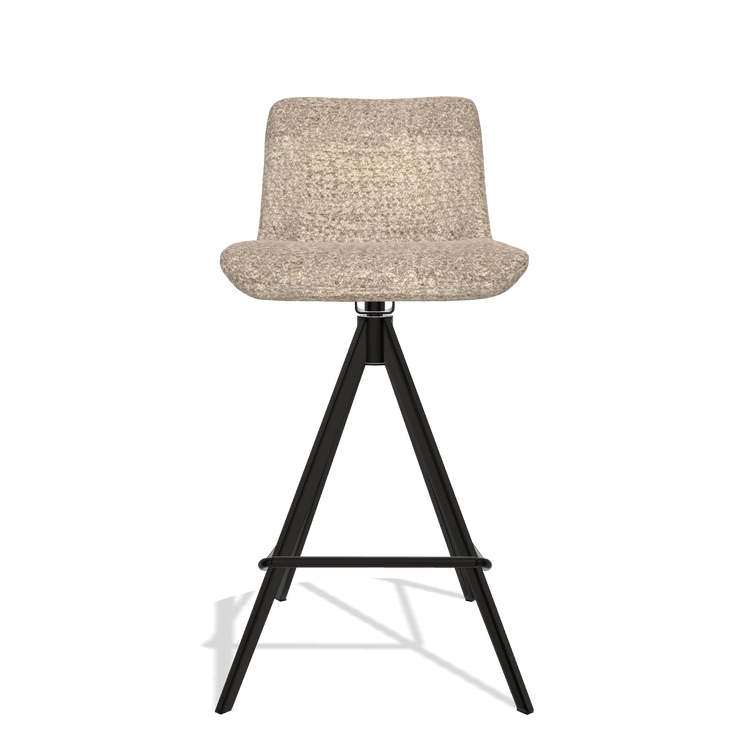 Tabouret de bar Universal 6460 en tissu Venga 10 (grège), pieds en noir, vue de face