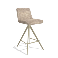 Tabouret de bar Universal 6460 en tissu Venga 10 (grège), pieds en champagne, vue de trois-quarts