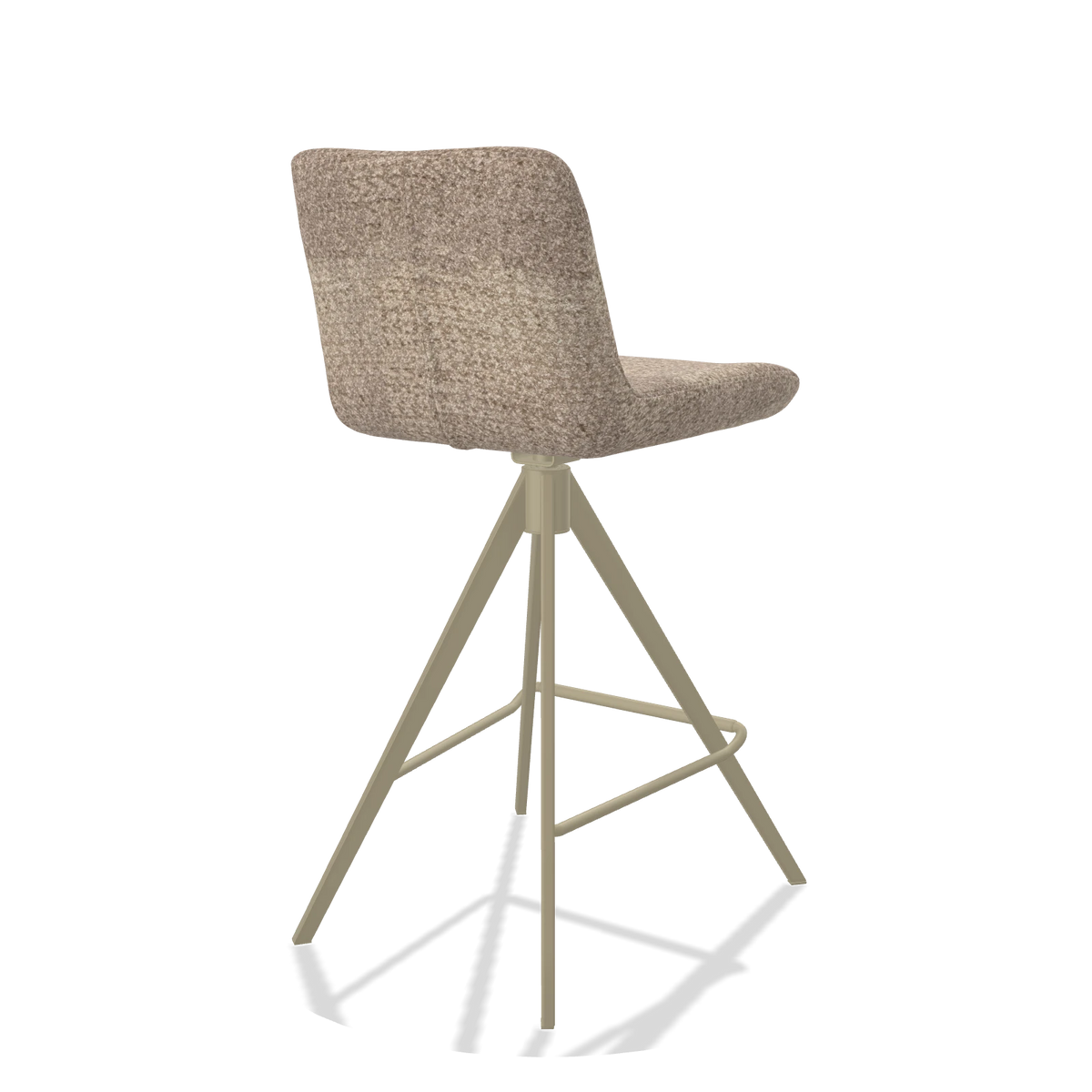 Tabouret de bar Universal 6460 en tissu Venga 10 (grège), pieds en champagne, vue de trois-quarts arrière