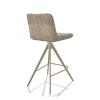 Tabouret de bar Universal 6460 en tissu Venga 10 (grège), pieds en champagne, vue de trois-quarts arrière