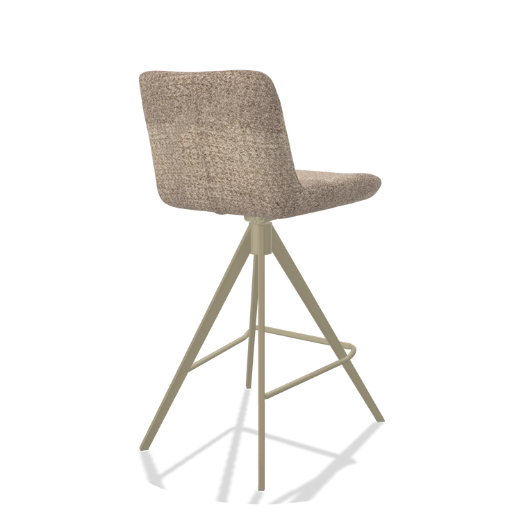 Tabouret de bar Universal 6460 en tissu Venga 10 (grège), pieds en champagne, vue de trois-quarts arrière