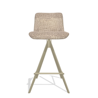 Tabouret de bar Universal 6460 en tissu Venga 10 (grège), pieds en champagne, vue de face