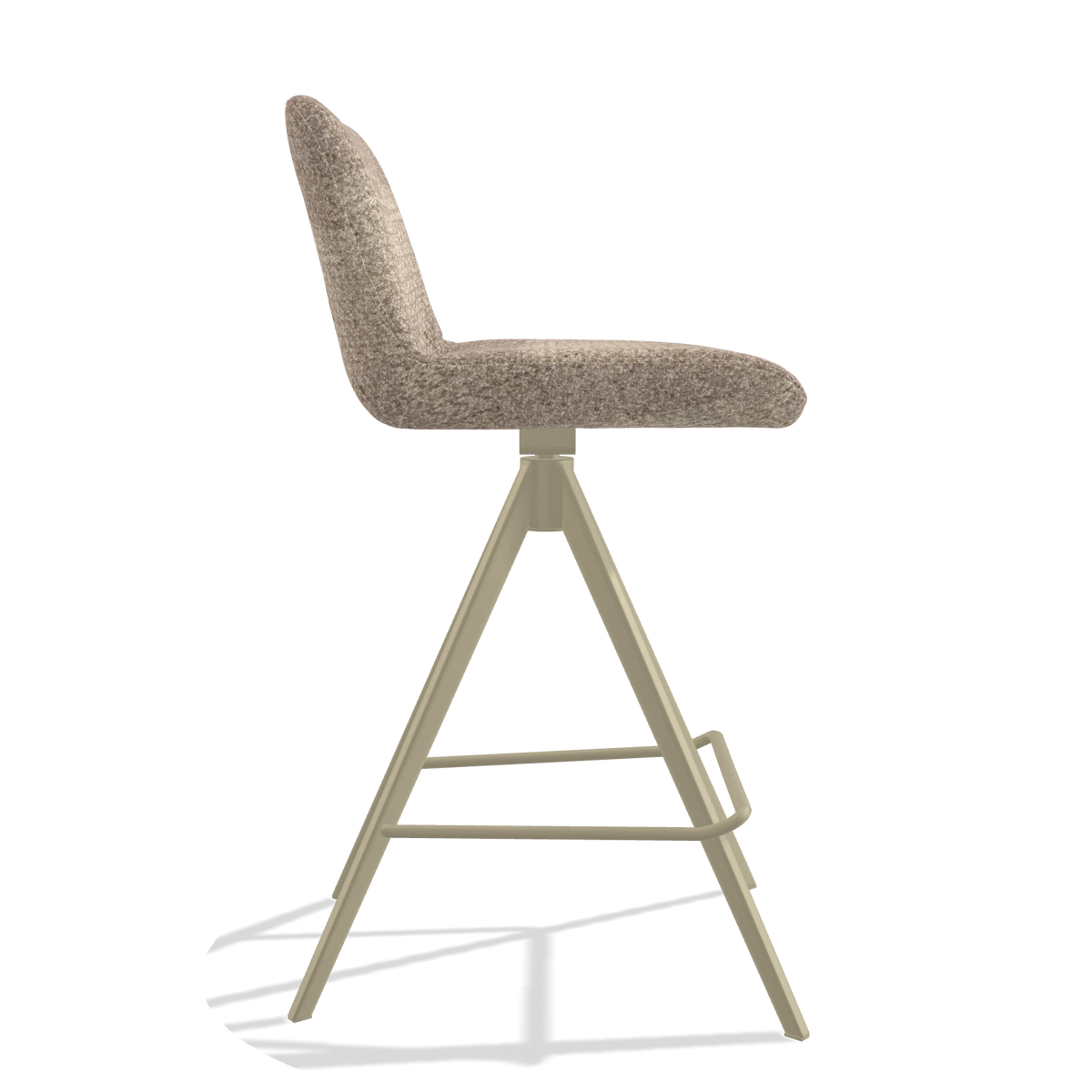 Tabouret de bar Universal 6460 en tissu Venga 10 (grège), pieds en champagne, vue de profil