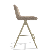 Tabouret de bar Universal 6460 en tissu Venga 10 (grège), pieds en champagne, vue de profil