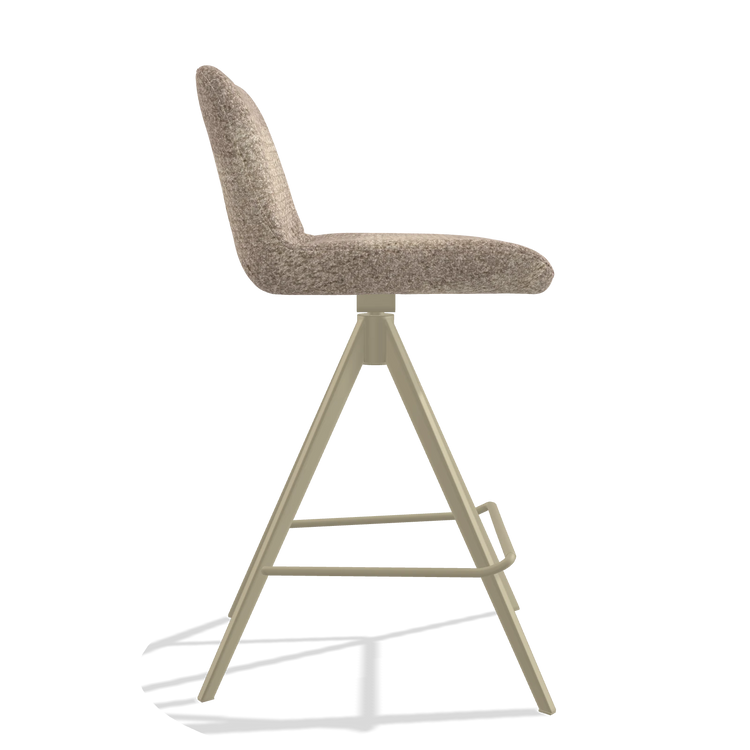 Tabouret de bar Universal 6460 en tissu Venga 10 (grège), pieds en champagne, vue de profil