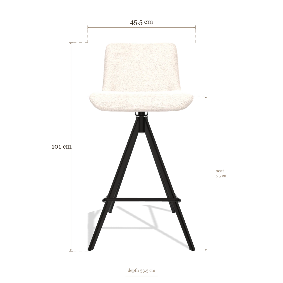 Barstoel Universal 6460, afmetingen 45.5 x 53.5 x 101 cm