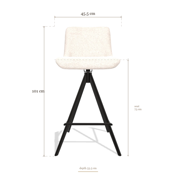 Barstoel Universal 6460, afmetingen 45.5 x 53.5 x 101 cm