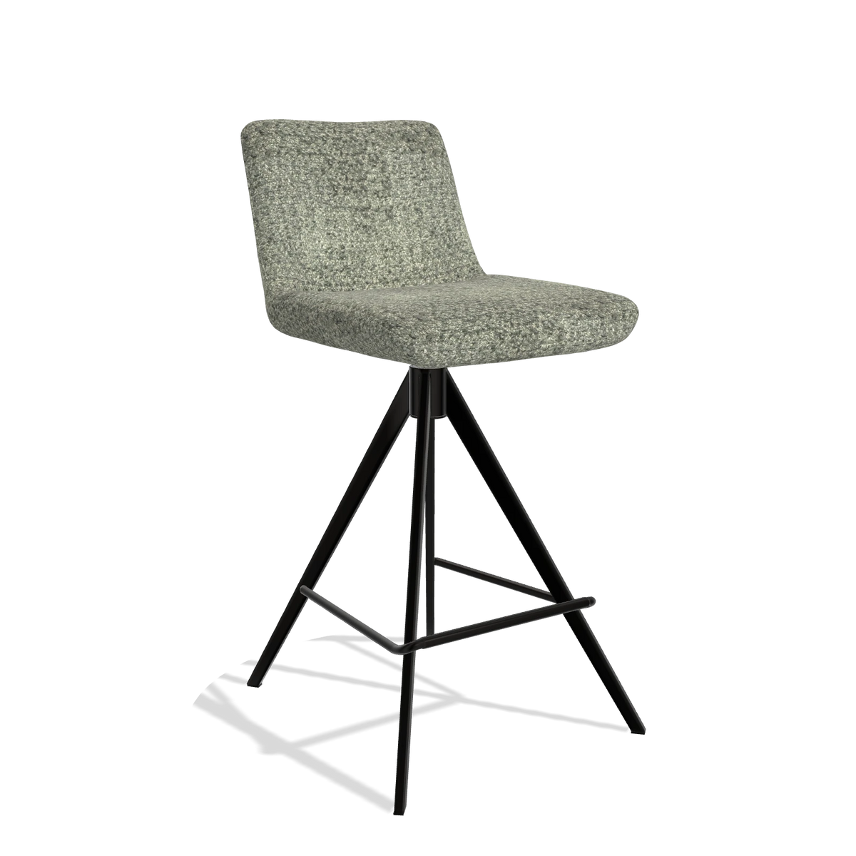 Barstoel Universal 6460 in stof Venga 156 (taupe), poten in zwart, schuin vooraanzicht