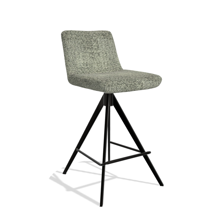 Barstoel Universal 6460 in stof Venga 156 (taupe), poten in zwart, schuin vooraanzicht