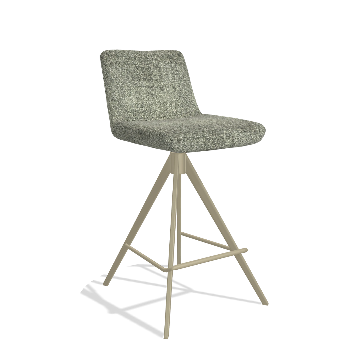 Barstoel Universal 6460 in stof Venga 156 (taupe), poten in champagne, schuin vooraanzicht