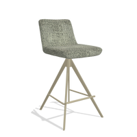 Barstoel Universal 6460 in stof Venga 156 (taupe), poten in champagne, schuin vooraanzicht