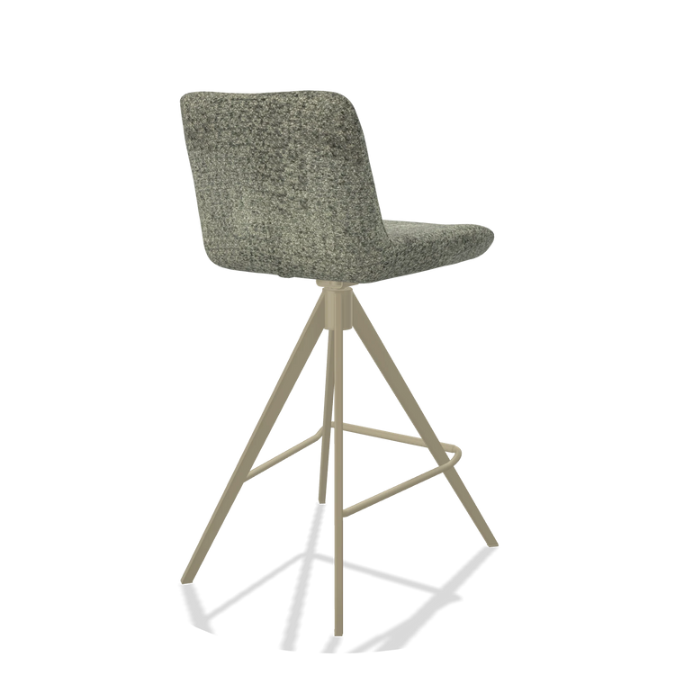 Barstoel Universal 6460 in stof Venga 156 (taupe), poten in champagne, schuin achteraanzicht