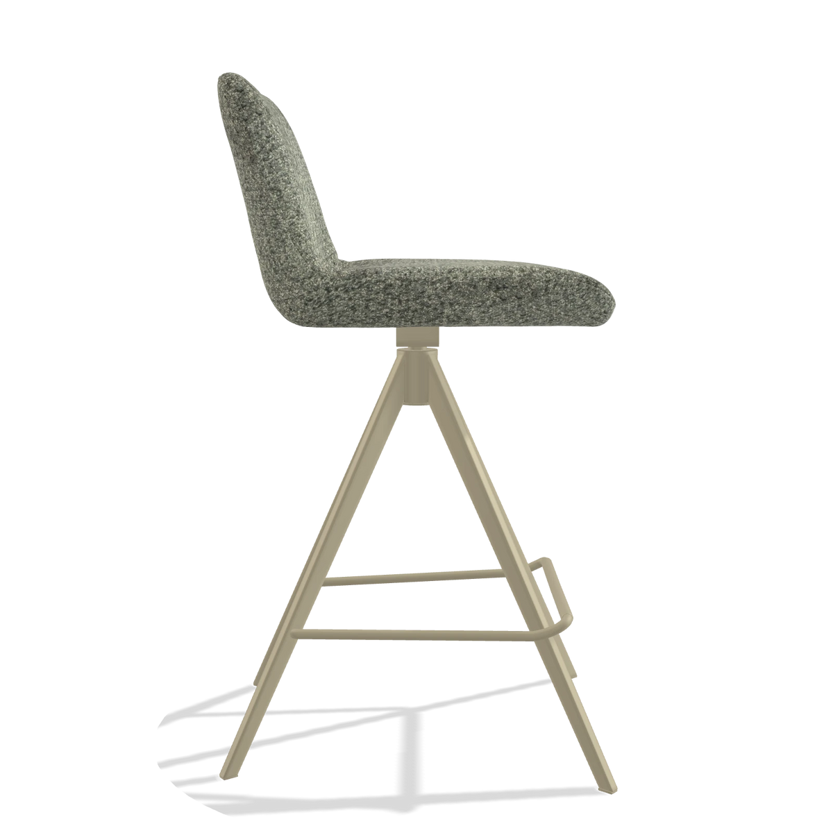 Barstoel Universal 6460 in stof Venga 156 (taupe), poten in champagne, zijaanzicht