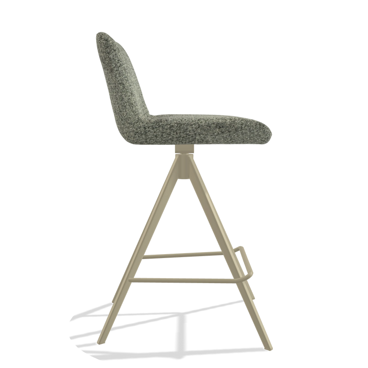 Barstoel Universal 6460 in stof Venga 156 (taupe), poten in champagne, zijaanzicht