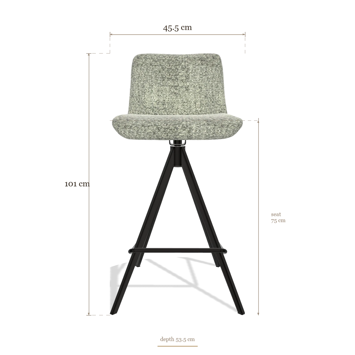 Barstoel Universal 6460, afmetingen 45.5 x 53.5 x 101 cm