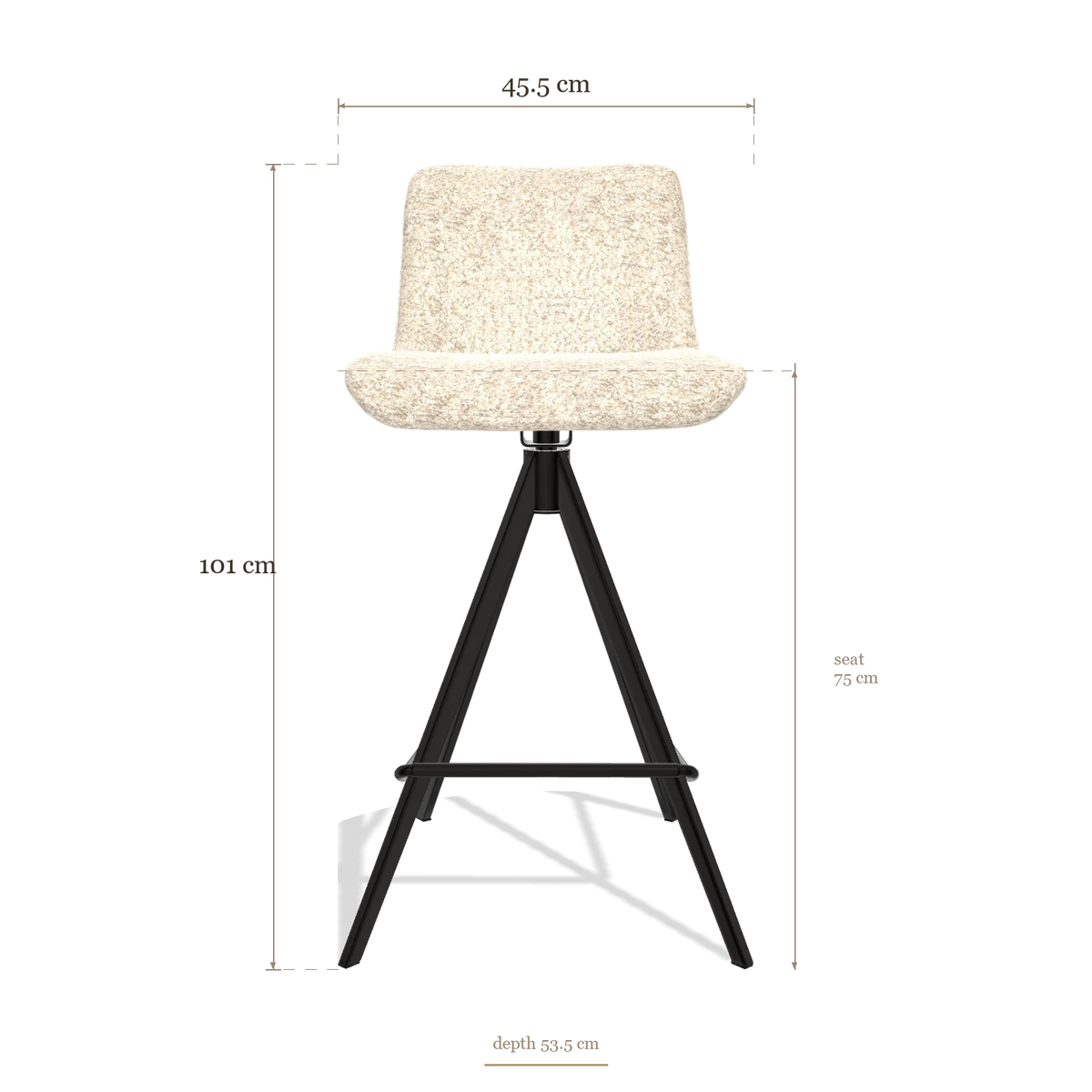 Barstoel Universal 6460, afmetingen 45.5 x 53.5 x 101 cm