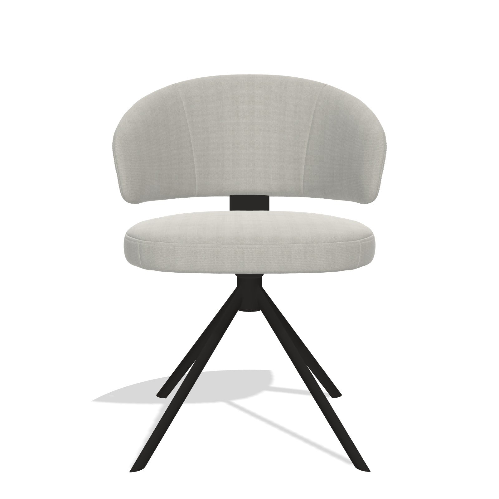 Zenith 6604 dining chair in Sneak 01 Natural fabric with black swivel base, front view