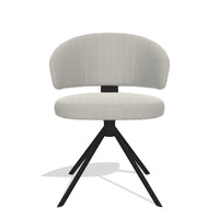 Zenith 6604 dining chair in Sneak 01 Natural fabric with black swivel base, front view