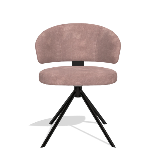Silla de comedor Zenith 6604 en tela Adore 200 (topo), base giratoria en negro, vista frontal