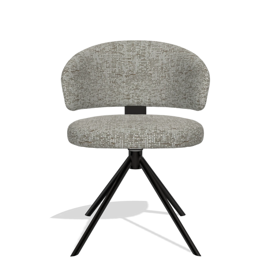 Silla de comedor Zenith 6604 en tela Be Fine 120 (gris), base giratoria en negro, vista frontal