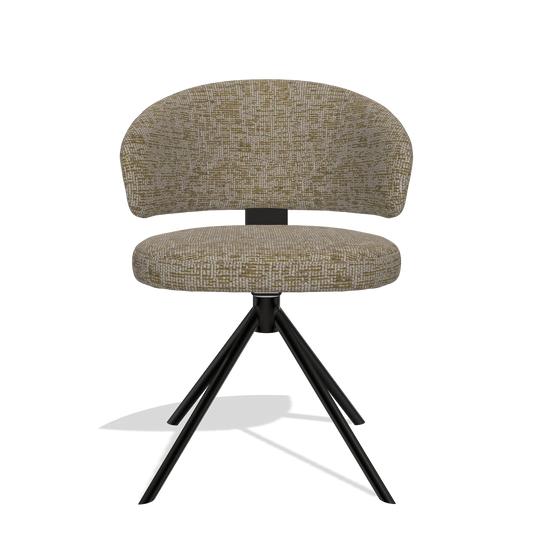 Silla de comedor Zenith 6604 en tela Be Fine 25 (topo), base giratoria en negro, vista frontal