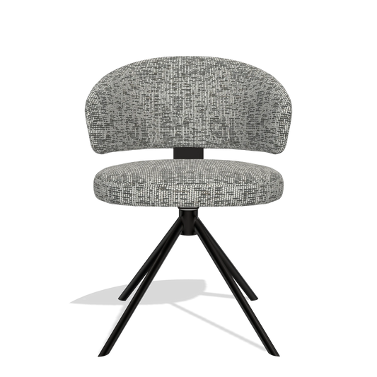 Silla de comedor Zenith 6604 en tela Be Fine 45 (topo), base giratoria en negro, vista frontal