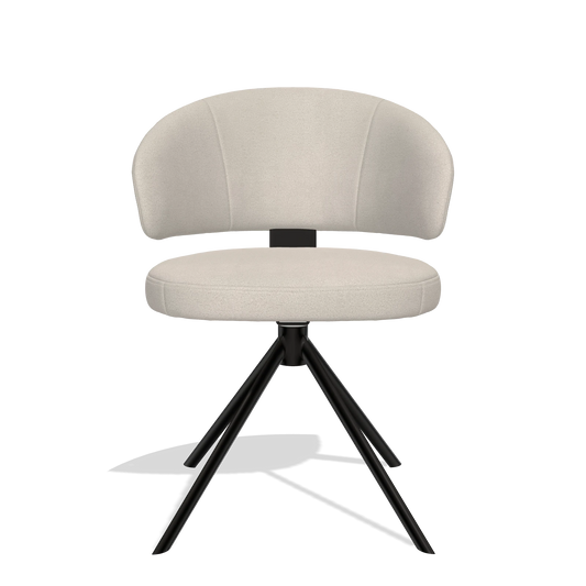 Silla de comedor Zenith 6604 en tela Boogie 02 (gris claro), base giratoria en negro, vista frontal