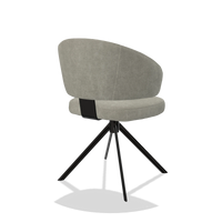 Esszimmerstuhl Zenith 6604 in Stoff Bull 65 (Greige), Drehfuß in Schwarz, Schrägansicht von hinten
