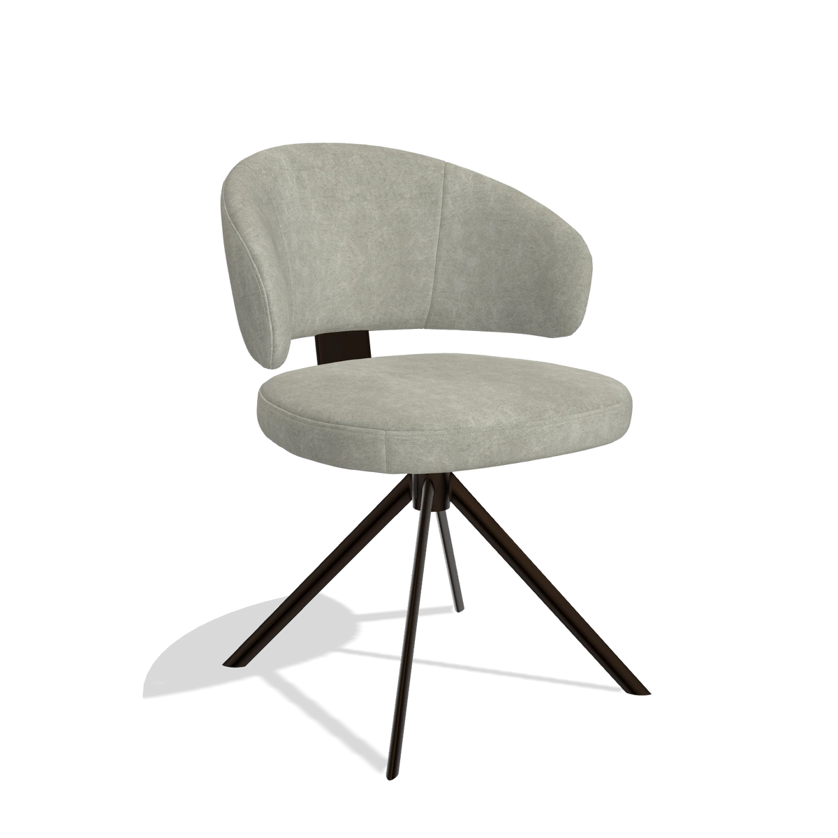 Esszimmerstuhl Zenith 6604 in Stoff Bull 65 (Greige), Drehfuß in Espresso, Schrägansicht