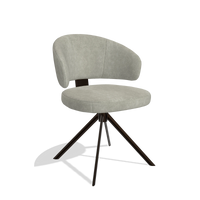 Esszimmerstuhl Zenith 6604 in Stoff Bull 65 (Greige), Drehfuß in Espresso, Schrägansicht