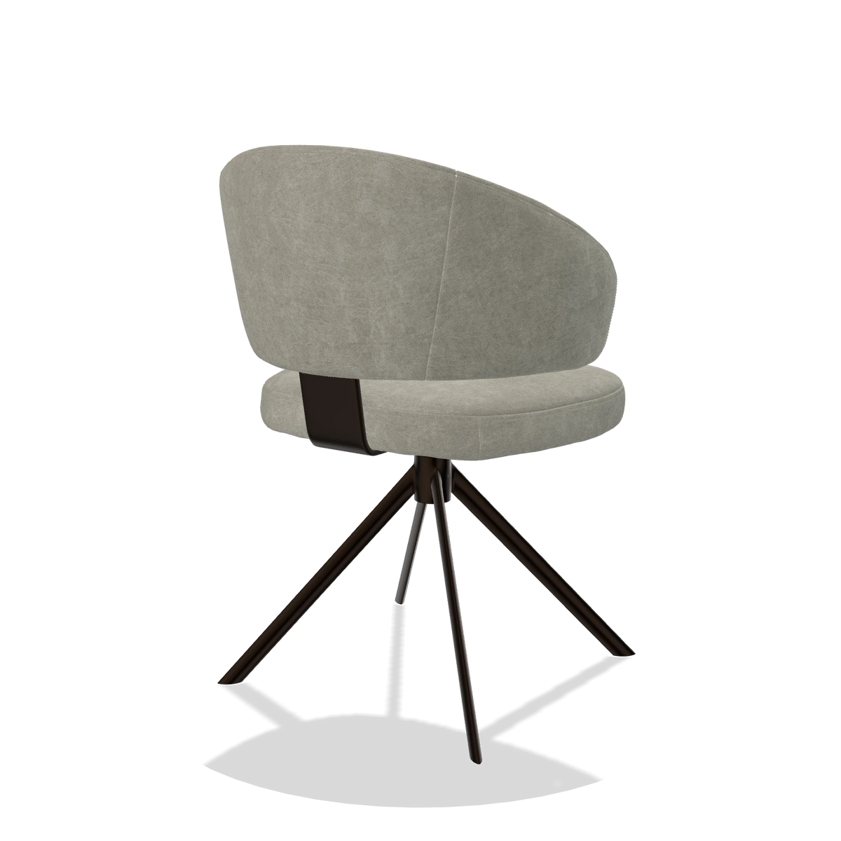 Esszimmerstuhl Zenith 6604 in Stoff Bull 65 (Greige), Drehfuß in Espresso, Schrägansicht von hinten