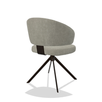 Esszimmerstuhl Zenith 6604 in Stoff Bull 65 (Greige), Drehfuß in Espresso, Schrägansicht von hinten