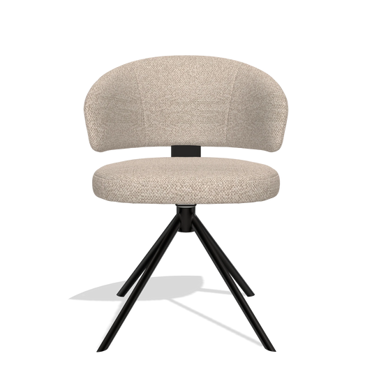 Silla de comedor Zenith 6604 en tela Cayenne 196 (rosa palo), base giratoria en negro, vista frontal