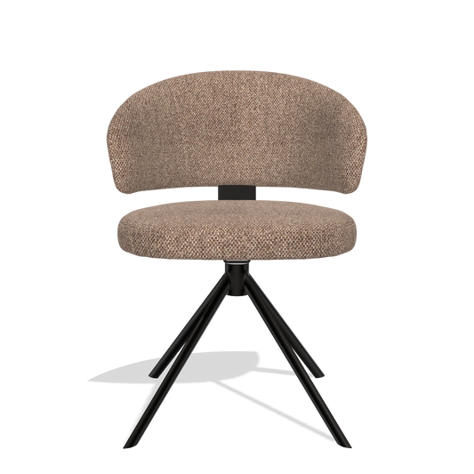 Silla de comedor Zenith 6604 en tela Cayenne 28 (topo), base giratoria en negro, vista frontal