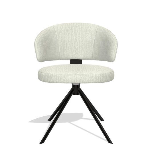 Silla de comedor Zenith 6604 en tela Energy 101 (gris claro), base giratoria en negro, vista frontal