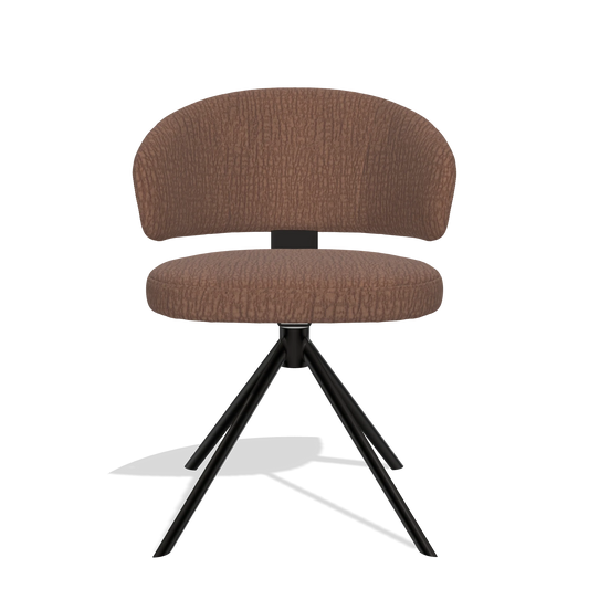 Silla de comedor Zenith 6604 en tela Energy 96 (marrón), base giratoria en negro, vista frontal
