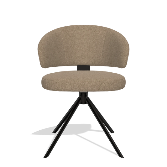Silla de comedor Zenith 6604 en tela Glory 13 (topo), base giratoria en negro, vista frontal