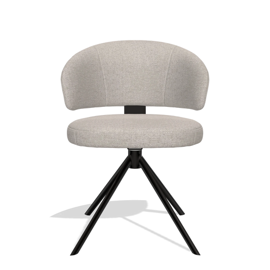 Silla de comedor Zenith 6604 en tela Glory 196 (rosa palo), base giratoria en negro, vista frontal