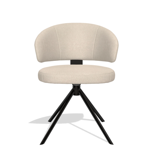 Silla de comedor Zenith 6604 en tela Guard 05 (gris claro), base giratoria en negro, vista frontal