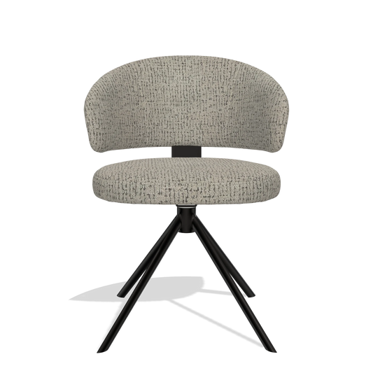 Silla de comedor Zenith 6604 en tela Horta 01 (gris), base giratoria en negro, vista frontal