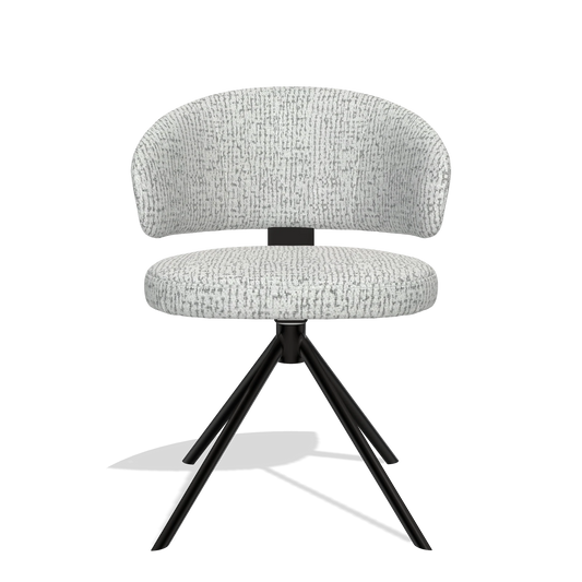 Silla de comedor Zenith 6604 en tela Horta 101 (gris claro), base giratoria en negro, vista frontal