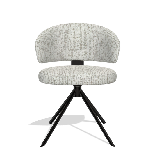 Silla de comedor Zenith 6604 en tela Horta 186 (gris claro), base giratoria en negro, vista frontal