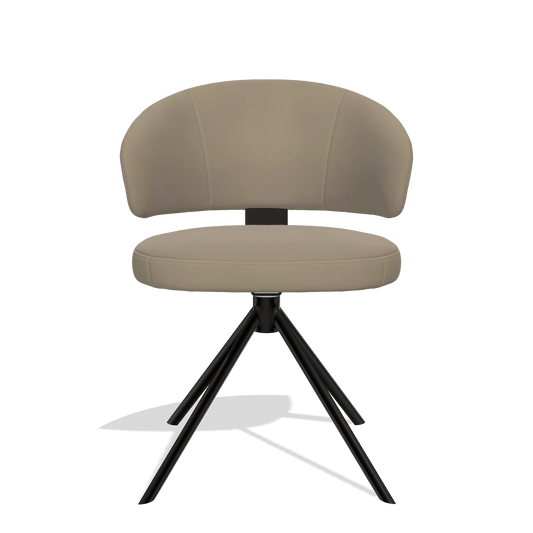 Sedia da pranzo Zenith 6604 in Pelle A824 (verde salvia), base girevole in nero, vista frontale