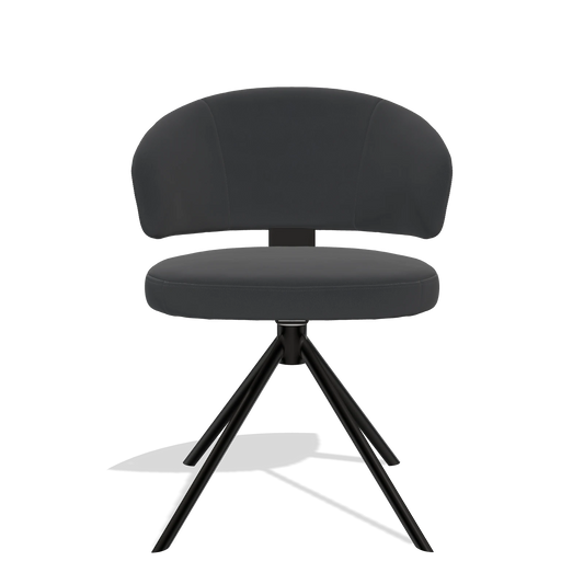 Silla de comedor Zenith 6604 en Piel B900 (negro), base giratoria en negro, vista frontal